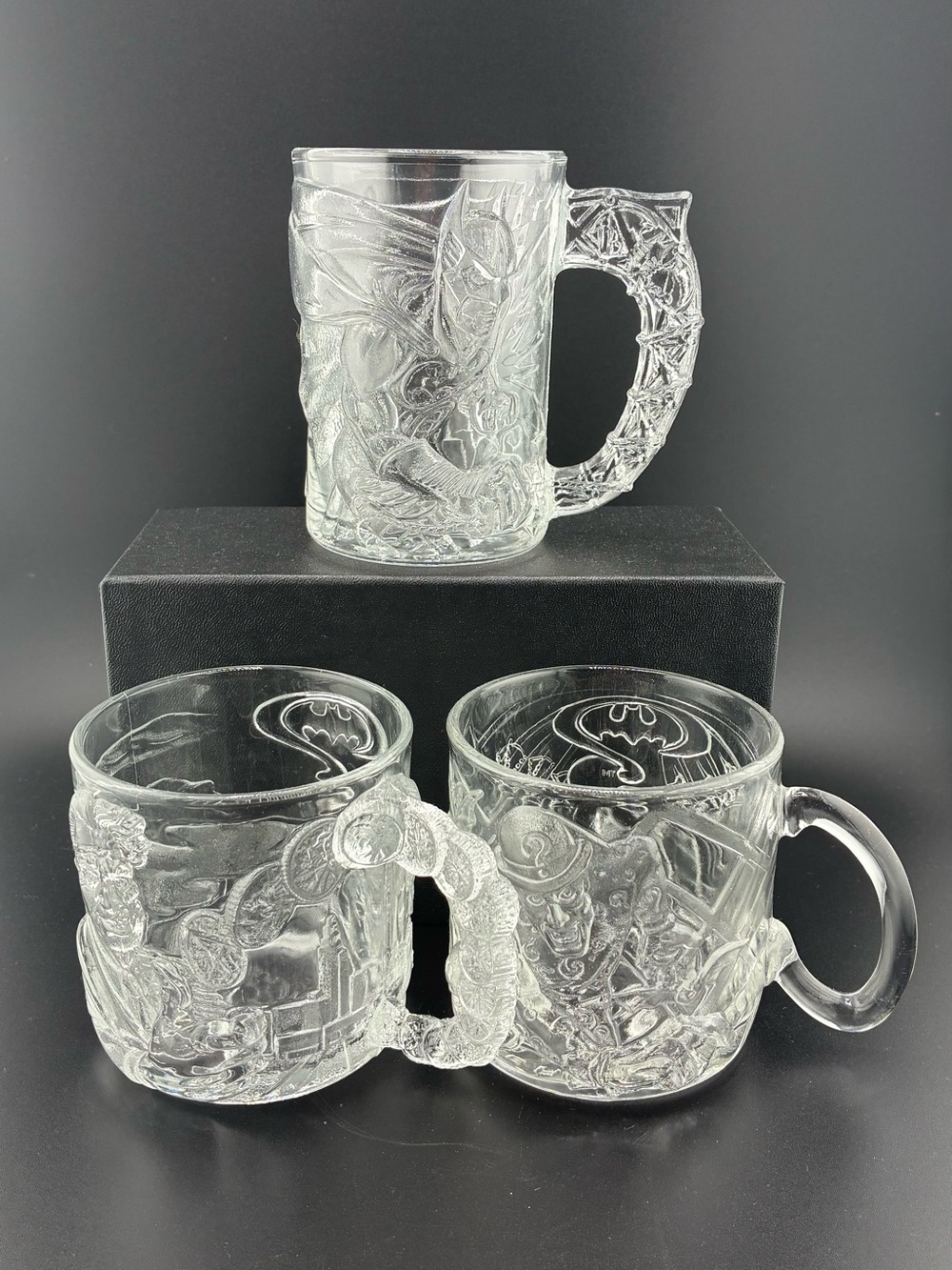McDonald's Batman Clear Glass Decorative Mugs -‎ Transparent Set of 3